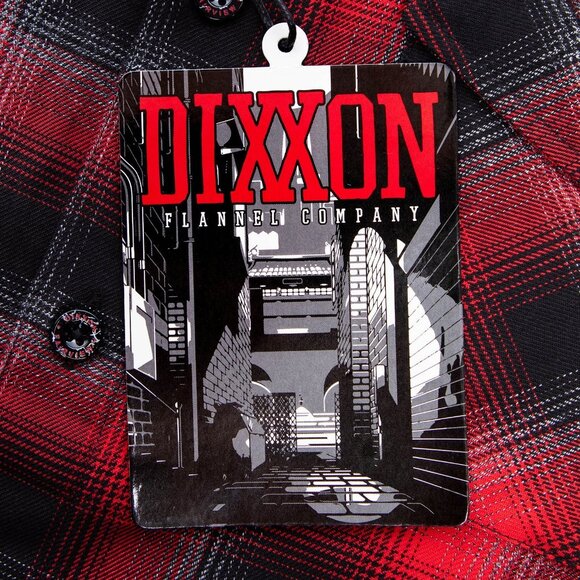 Dixxon Fairview Red Black Plaid Flannel Long Sleeve Shirt - Picture 9 of 10